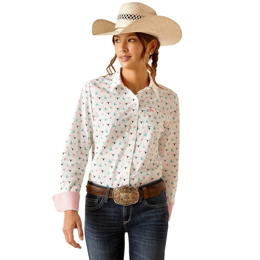 ARIAT Women's Fitted Kirby Steer Long Sleeve Shirt