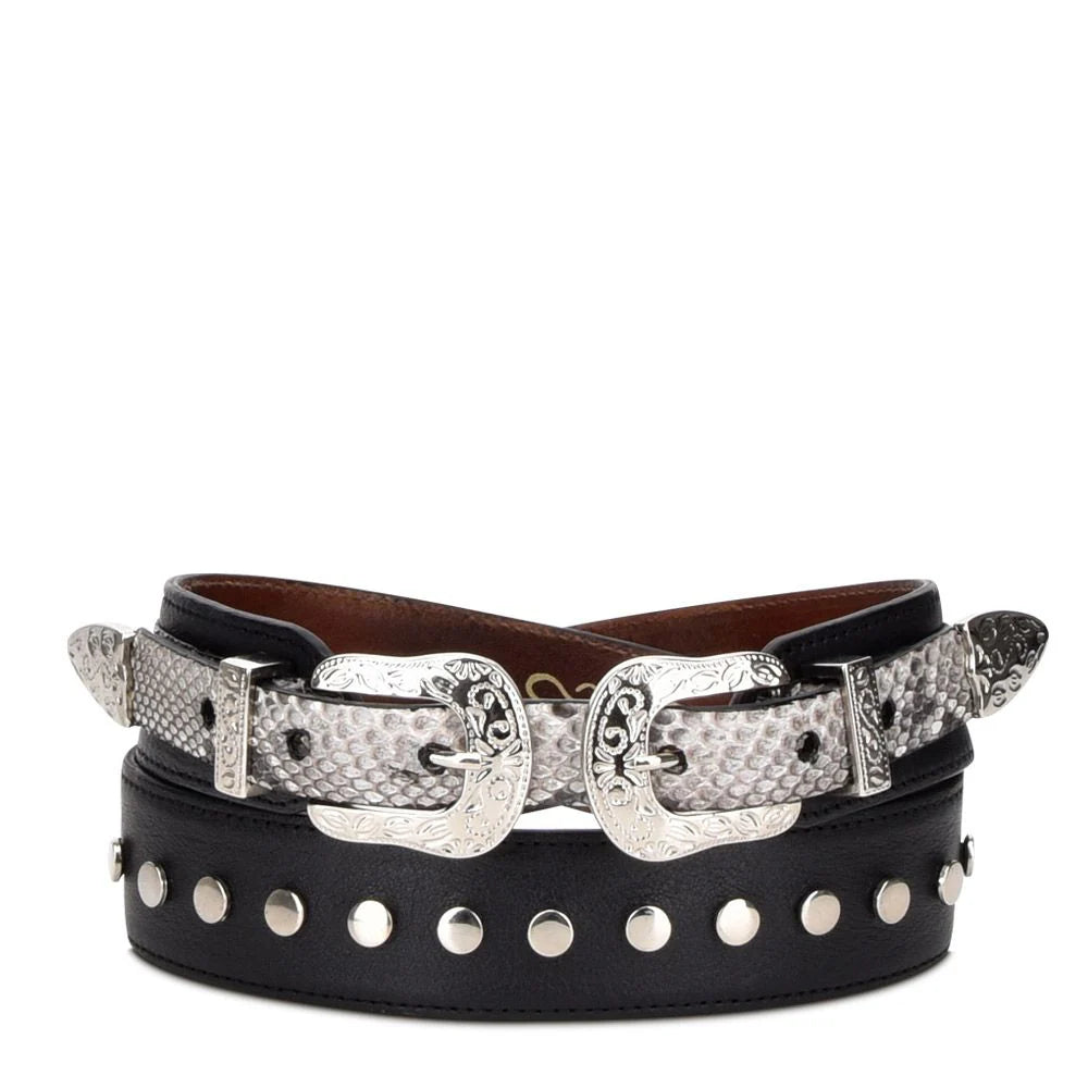 CUADRA Women's Double Buckle Python Cowboy Belt
