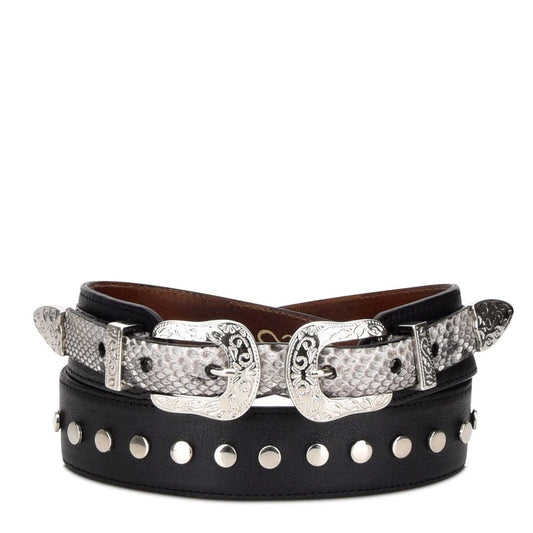 CUADRA Women's Double Buckle Python Cowboy Belt