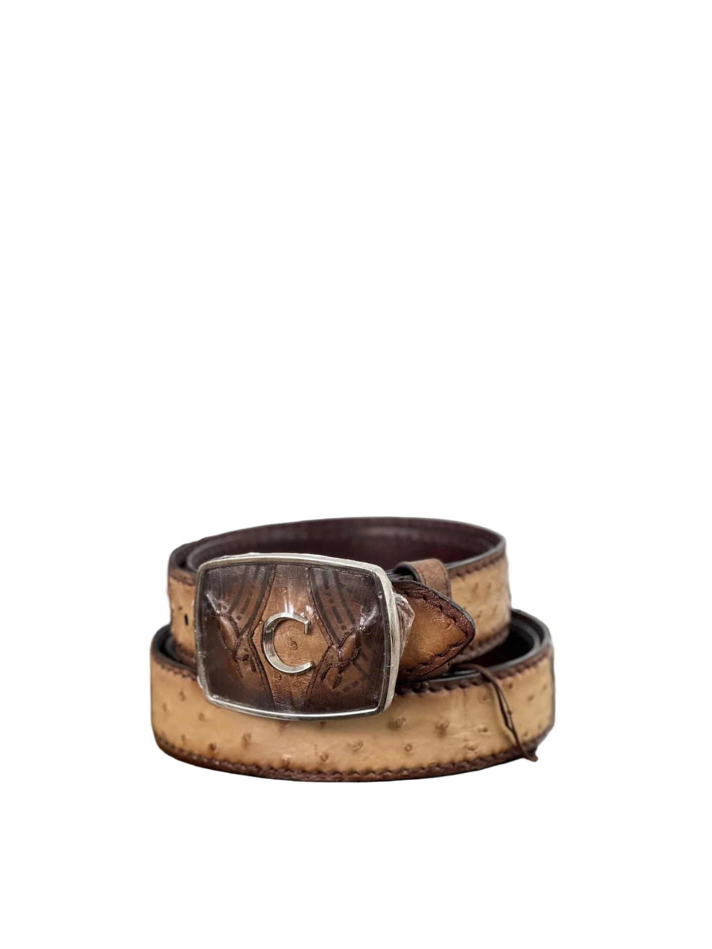 CUADRA Men's Orix Honey Ostrich Belt