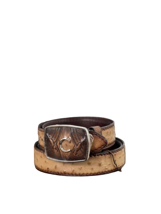CUADRA Men's Orix Honey Ostrich Belt