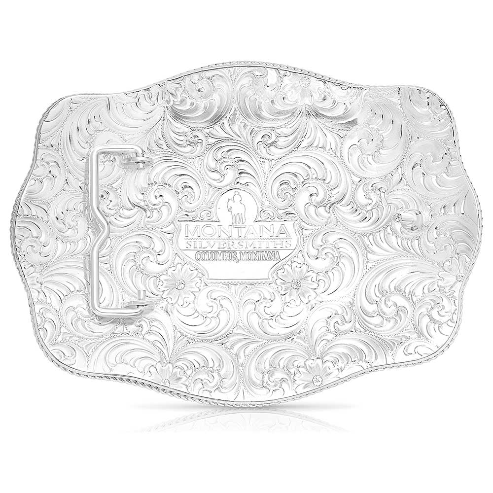 Montana Giant Oval Two Tone Belt Buckle With Fighting Roosters