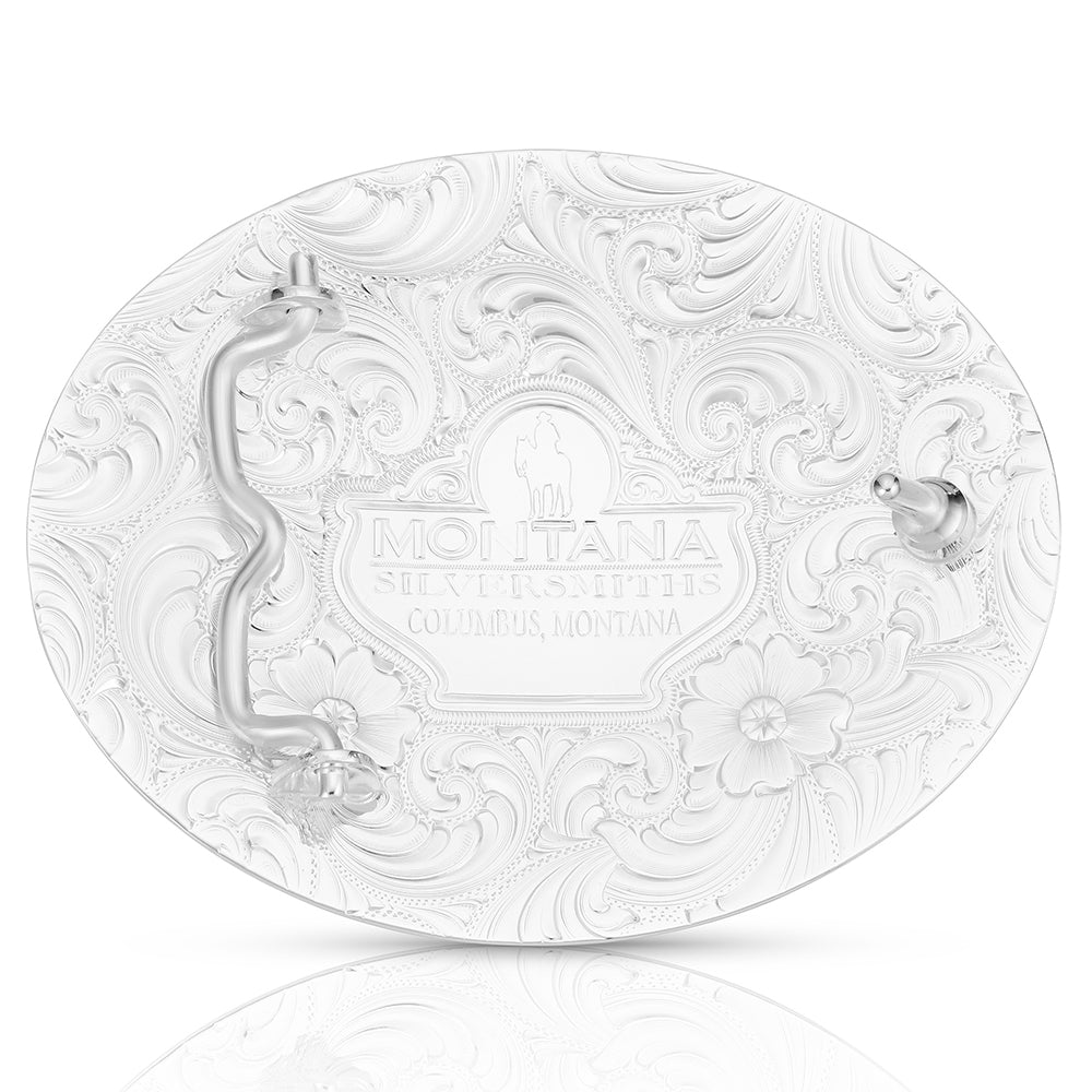 Dancing Compass Buckle with Buffalo Skull