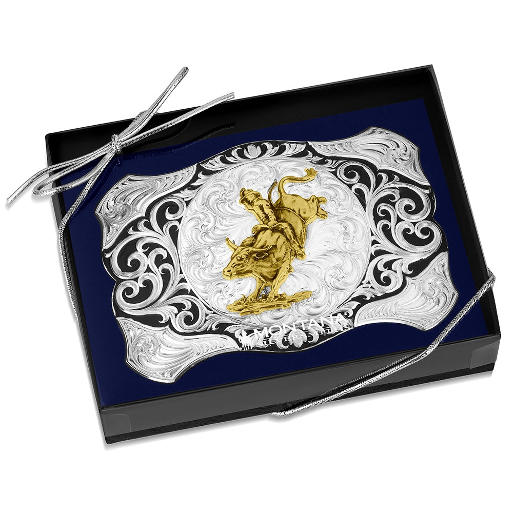 Painted Canyon Buckle with Bull Rider