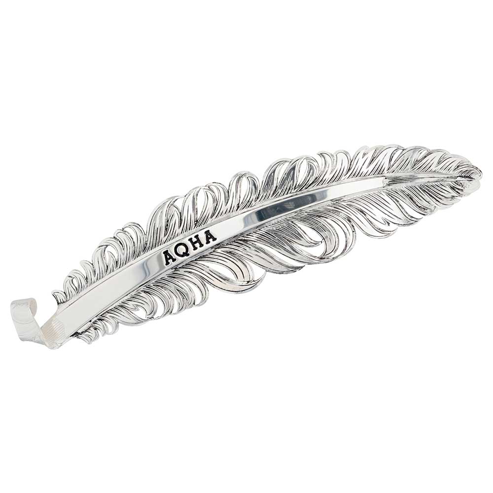 MONTANA SILVERSMITHS AQHA Antique Silver Classic Trophy Hat Feather