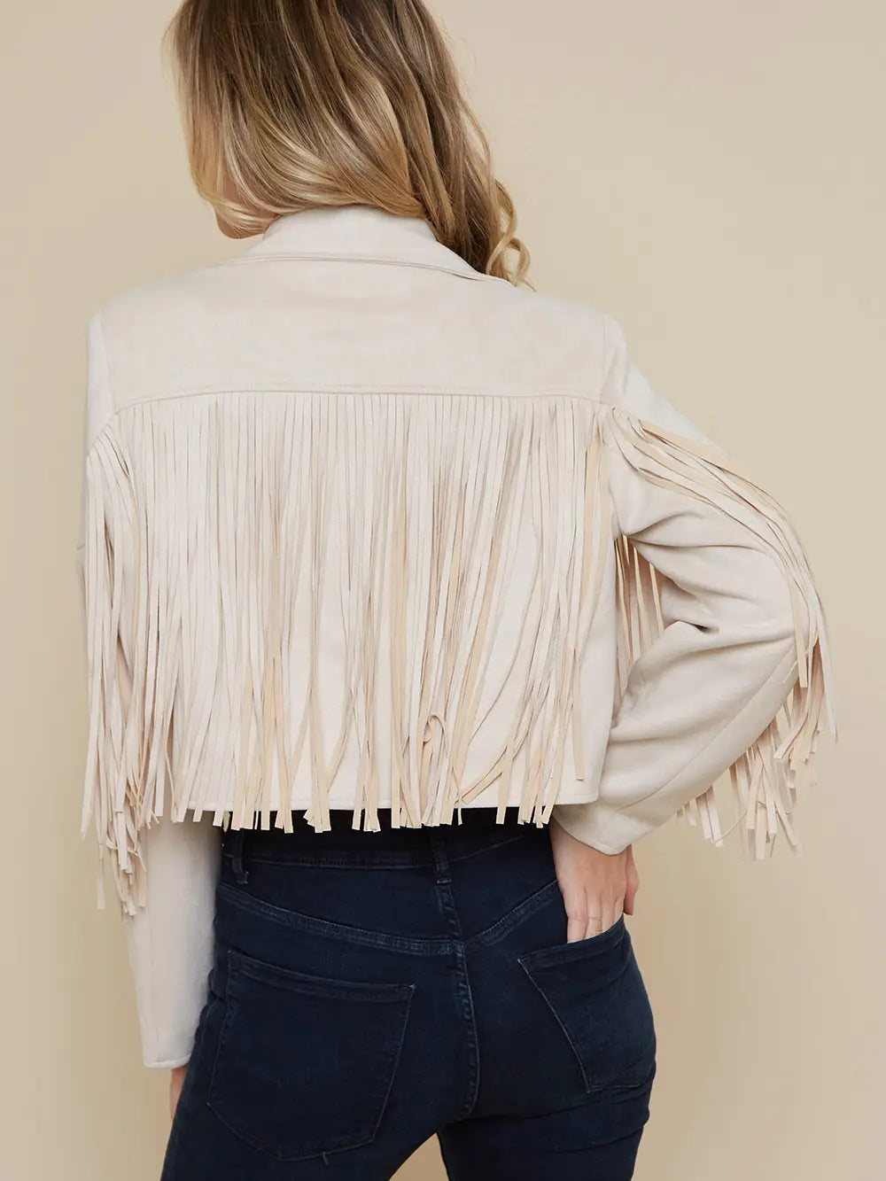 Womens Stud Detail Fringed Pleather Jacket - Saints & Hearts