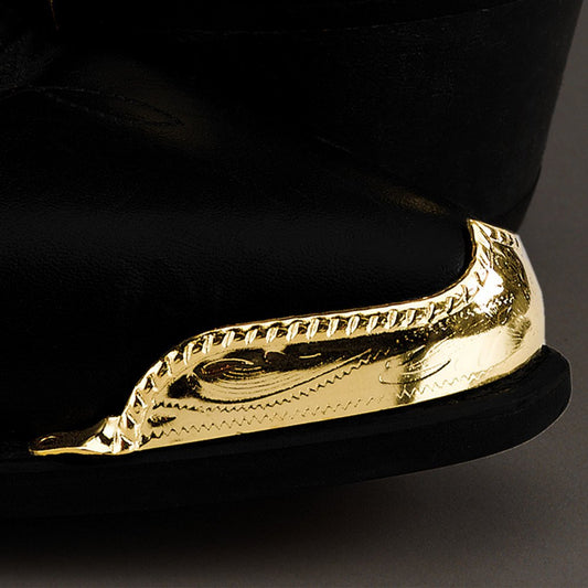 Pointed  Boot Tips with Engraved  Brass/ Silver