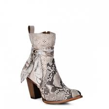 CUADRA Women's White Python Ankle Boot