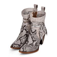 CUADRA Women's White Python Ankle Boot