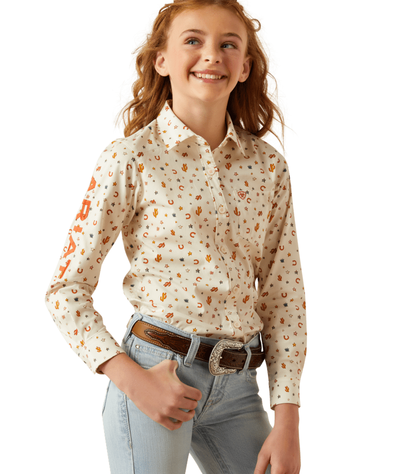 ARIAT Girl's Team Kirby Sienna Print Long Sleeve Shirt