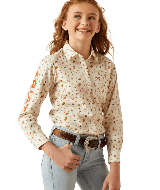 ARIAT Girl's Team Kirby Sienna Print Long Sleeve Shirt