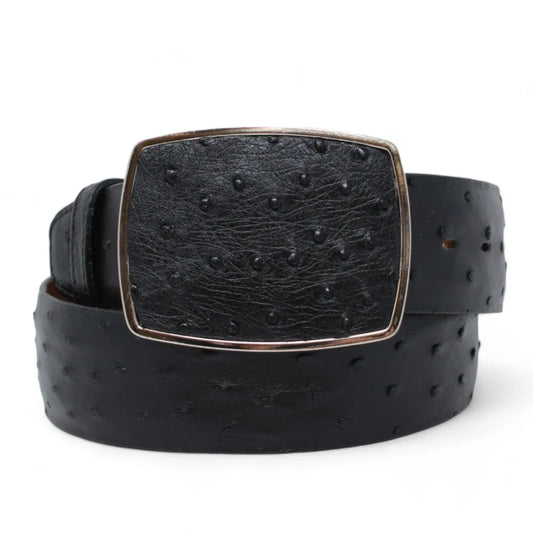 LOS ALTOS Men's Western Square Buckle Ostrich Belt