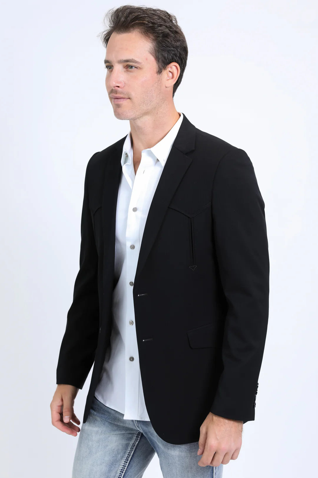 Platini Men's Double Button Western Black Blazer