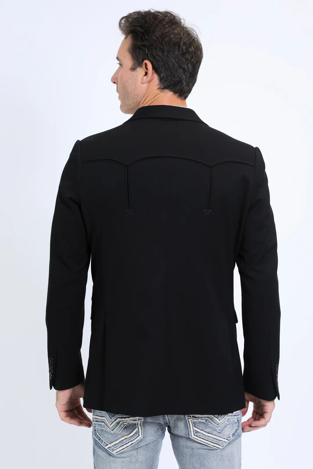Platini Men's Double Button Western Black Blazer