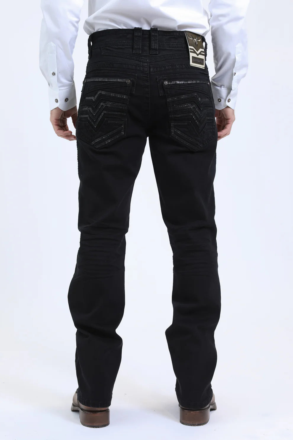 PLATINI Men's Slim Boot Cut Black Jeans