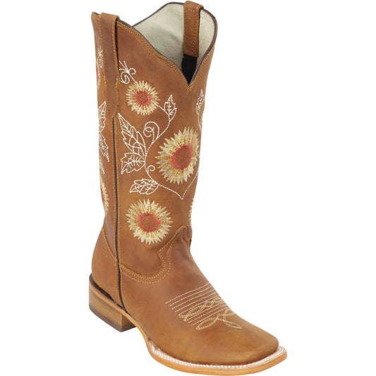 QUINCY Women's Sunflowers Tan Leather Boots