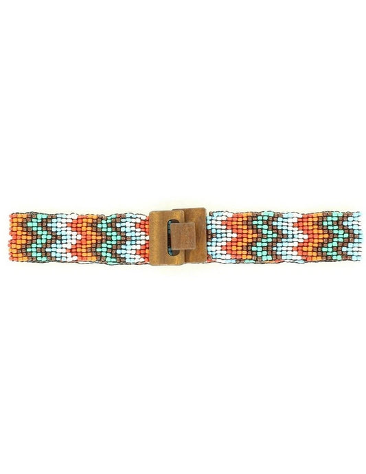 Nocona Western Belt Girls Chevron Beads Stretch Multi-Color