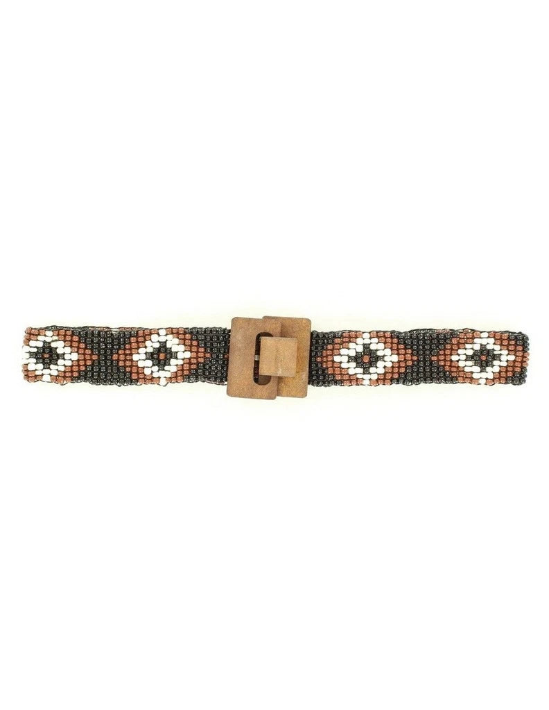 Nocona Western Belt Girls Chevron Beads Stretch Multi-Color
