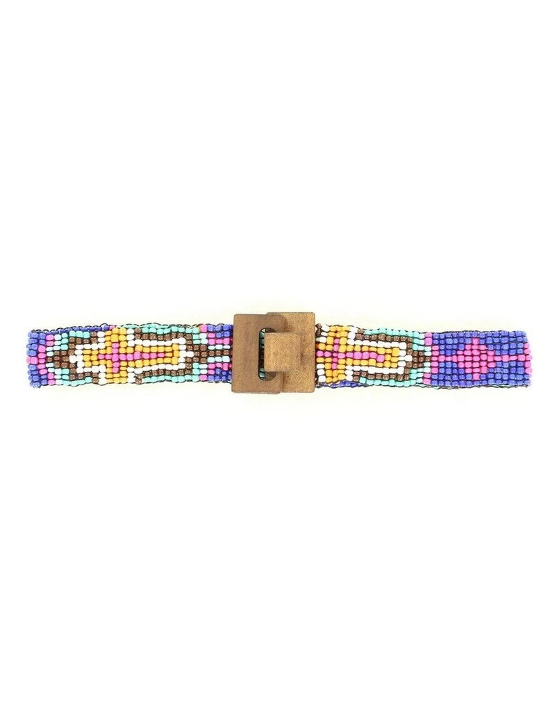 Nocona Western Belt Girls Chevron Beads Stretch Multi-Color
