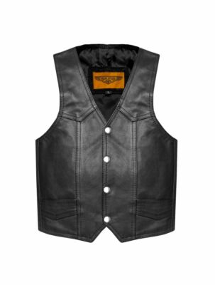 Kid's Genuine Leather Black Vest