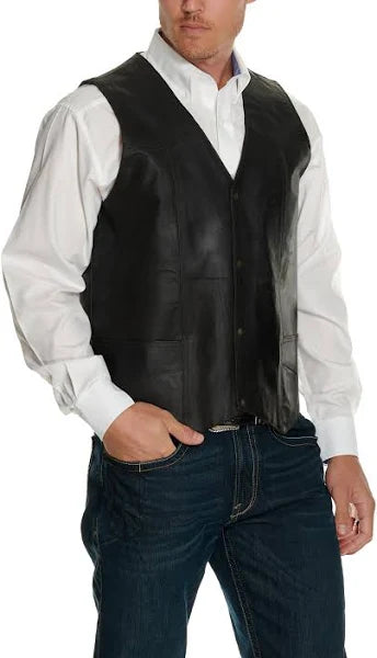 SOUTH BAY MEN'S LEATHER VEST SNAP Brown / L SOUTH BAY MEN'S LEATHER VEST SNAP Brown / L