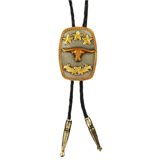 Bolo Tie Longhorn and Stars Rectangle