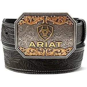 ARIAT FLORAL EMBOSSED BUCKLE BELT MEN
